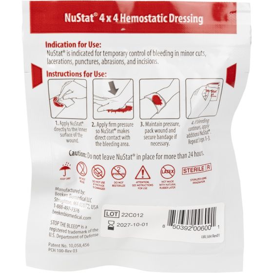 NUSTAT HEMOSTATIC DRESSING - 4 IN. X 4 IN.